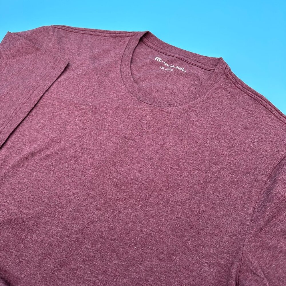 NWOT Travis Mathew Men's 100% Pima Cotton Crew Plain Tee, Size XXL, Plum Heather